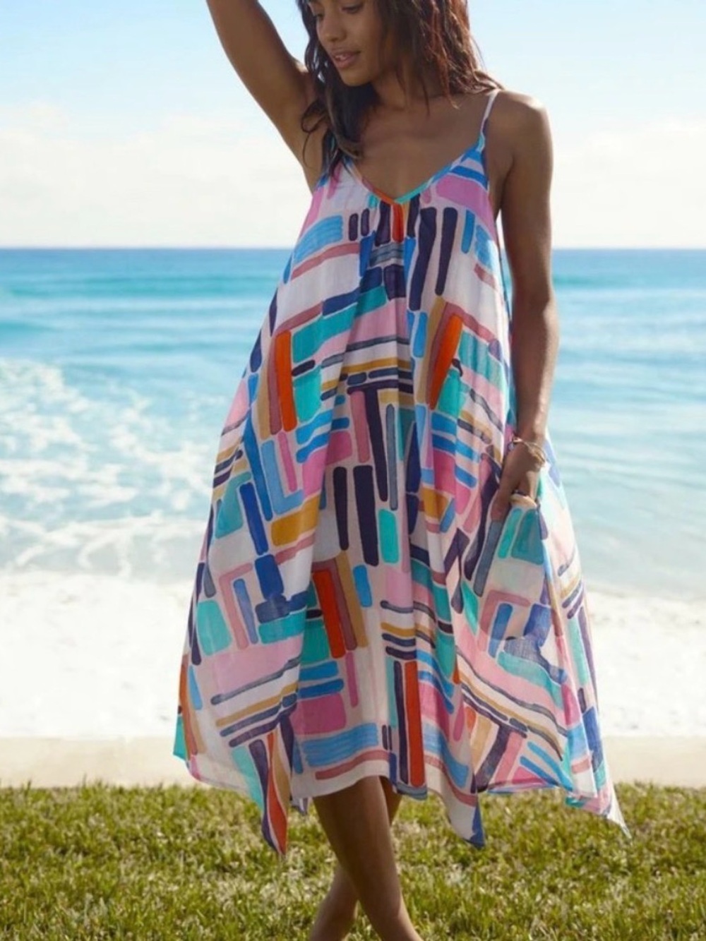 CHANGE OF SCENERY Suzanne Beach Dress in Modern Art Print
